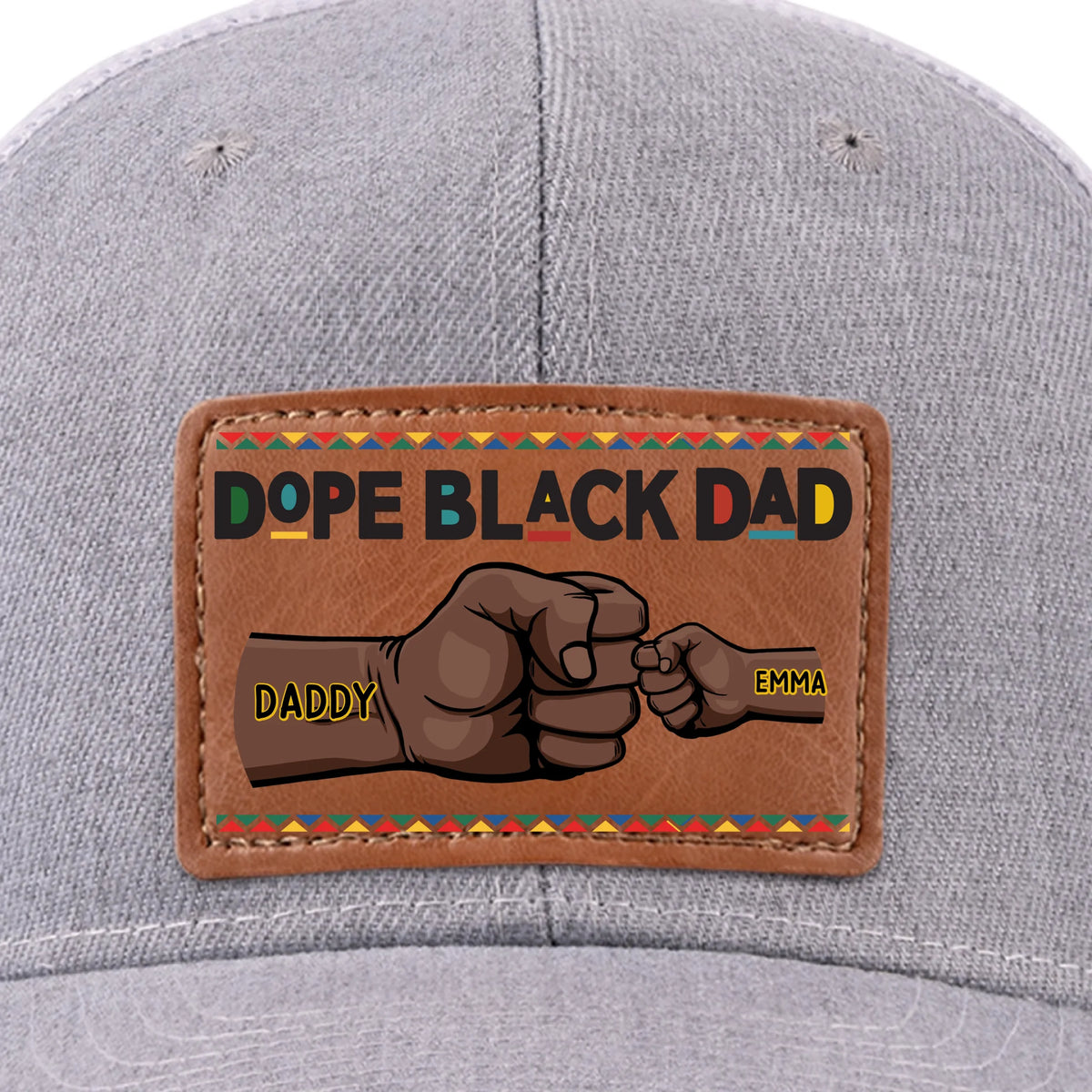 Dope Black Dad, héros du quotidien - Chapeau personnalisé en cuir avec patch - Fête des pères, cadeau pour papa