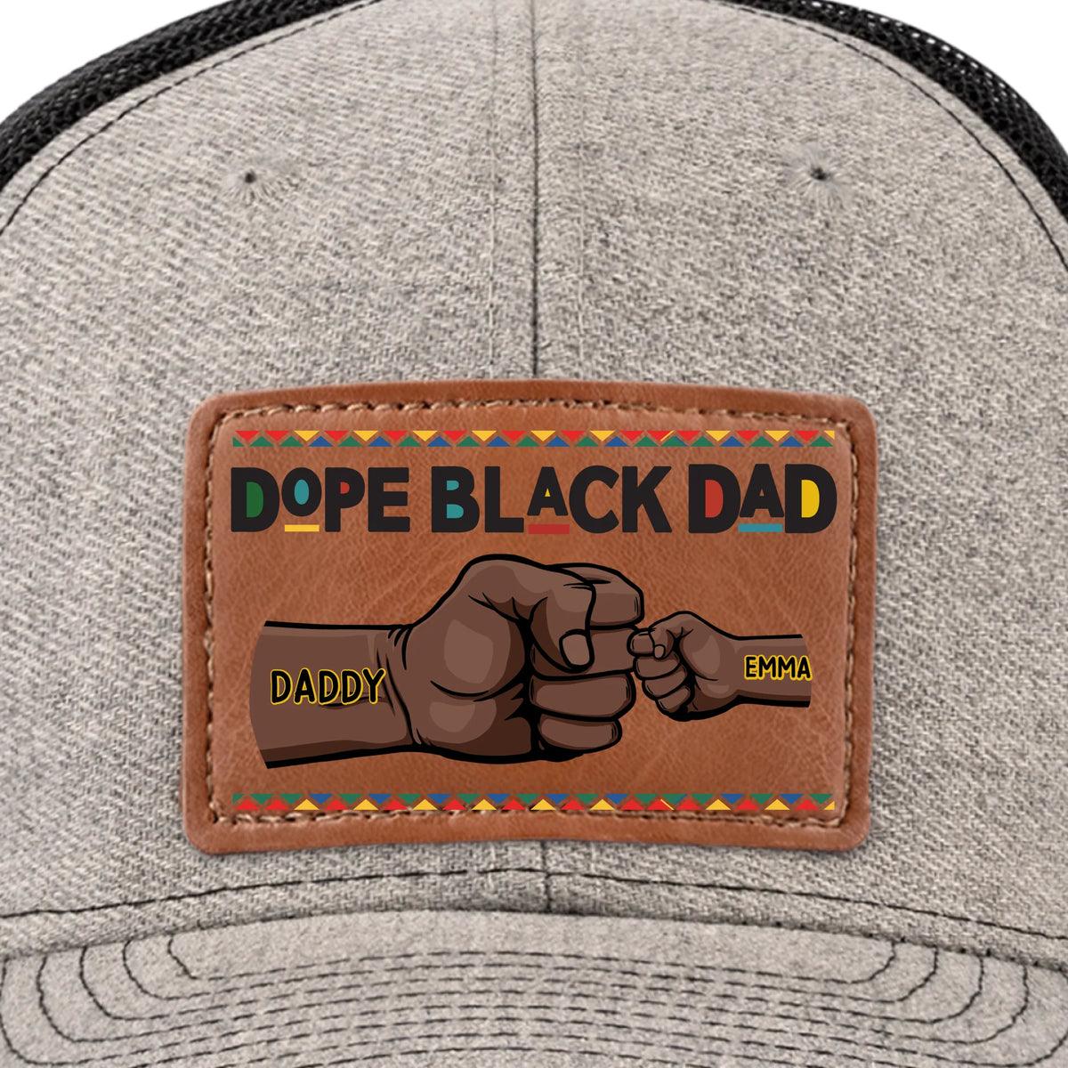 Dope Black Dad, héros du quotidien - Chapeau personnalisé en cuir avec patch - Fête des pères, cadeau pour papa