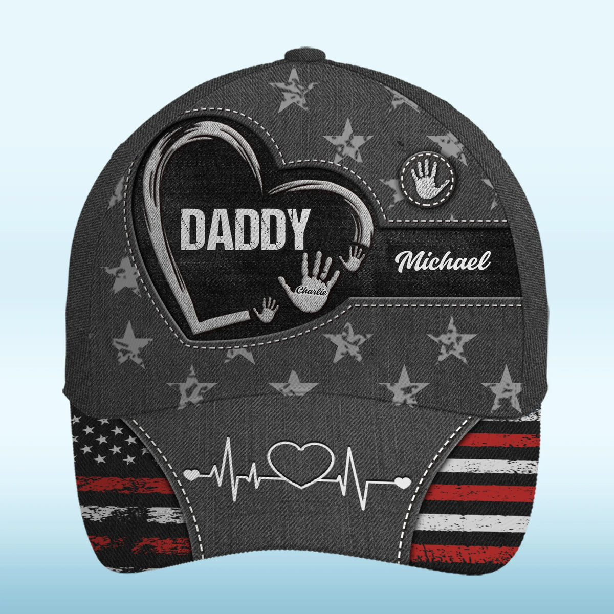 Petites mains, grand amour pour toi - Chapeau personnalisé familial, casquette classique à imprimé intégral - Fête des pères, cadeau pour papa, grand-père