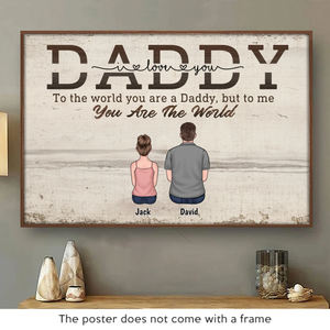 Le monde peut grandir, mais votre amour est à la maison - Affiche horizontale personnalisée pour la famille - Fête des pères, cadeau pour papa, grand-père
