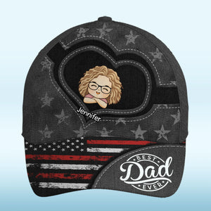 Porter mon monde près de mon cœur - Chapeau personnalisé familial, casquette classique à imprimé intégral - Fête des pères, cadeau pour papa, grand-père