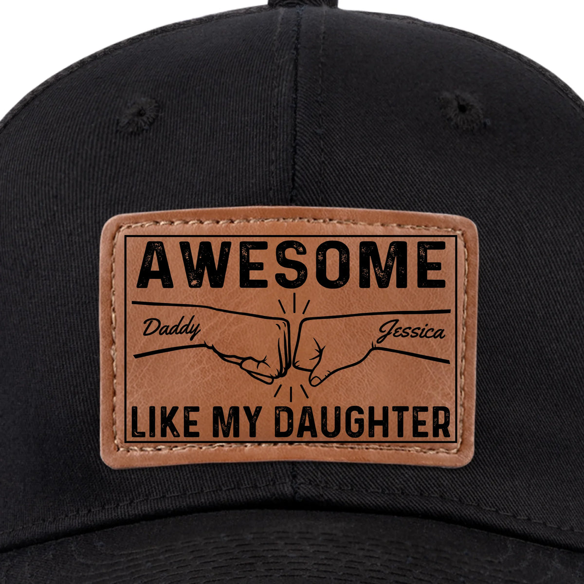 Petites mains, grand amour - Chapeau personnalisé en cuir avec patch - Fête des pères, cadeau pour papa, fille