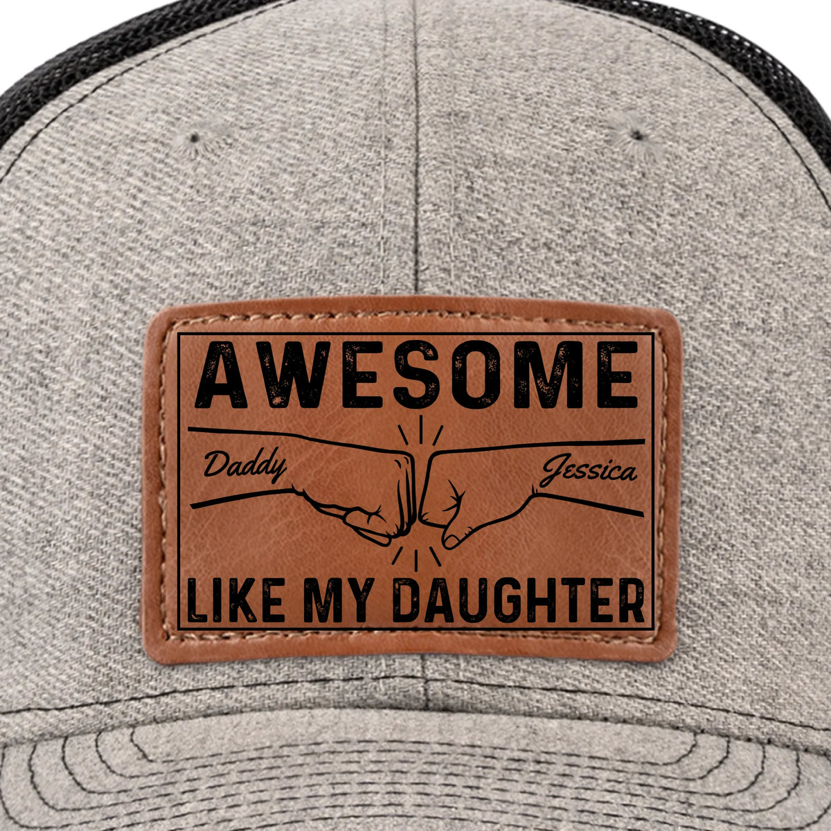 Petites mains, grand amour - Chapeau personnalisé en cuir avec patch - Fête des pères, cadeau pour papa, fille