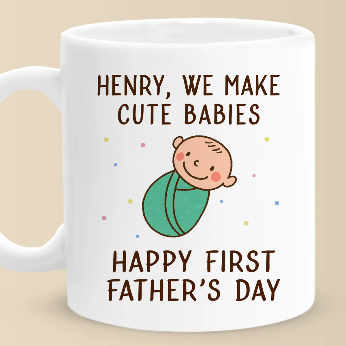 Amour, câlins et souvenirs - Mug personnalisé pour la famille - Fête des pères, cadeau de naissance, cadeau pour premier papa, bébé, nouveau-né