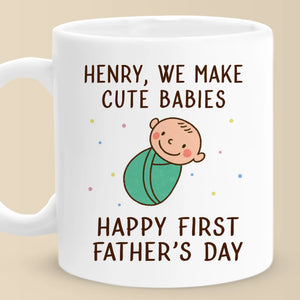 Amour, câlins et souvenirs - Mug personnalisé pour la famille - Fête des pères, cadeau de naissance, cadeau pour premier papa, bébé, nouveau-né