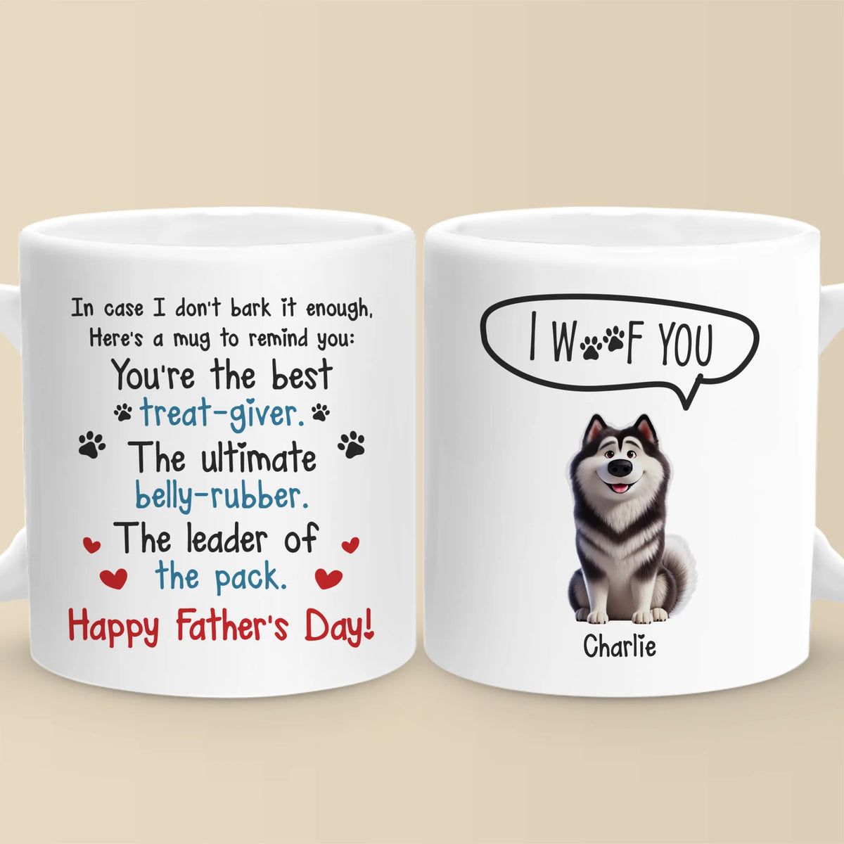 Le bonheur a quatre pattes - Mug personnalisé pour chien - Fête des pères, cadeau pour les propriétaires d'animaux et les amoureux des animaux