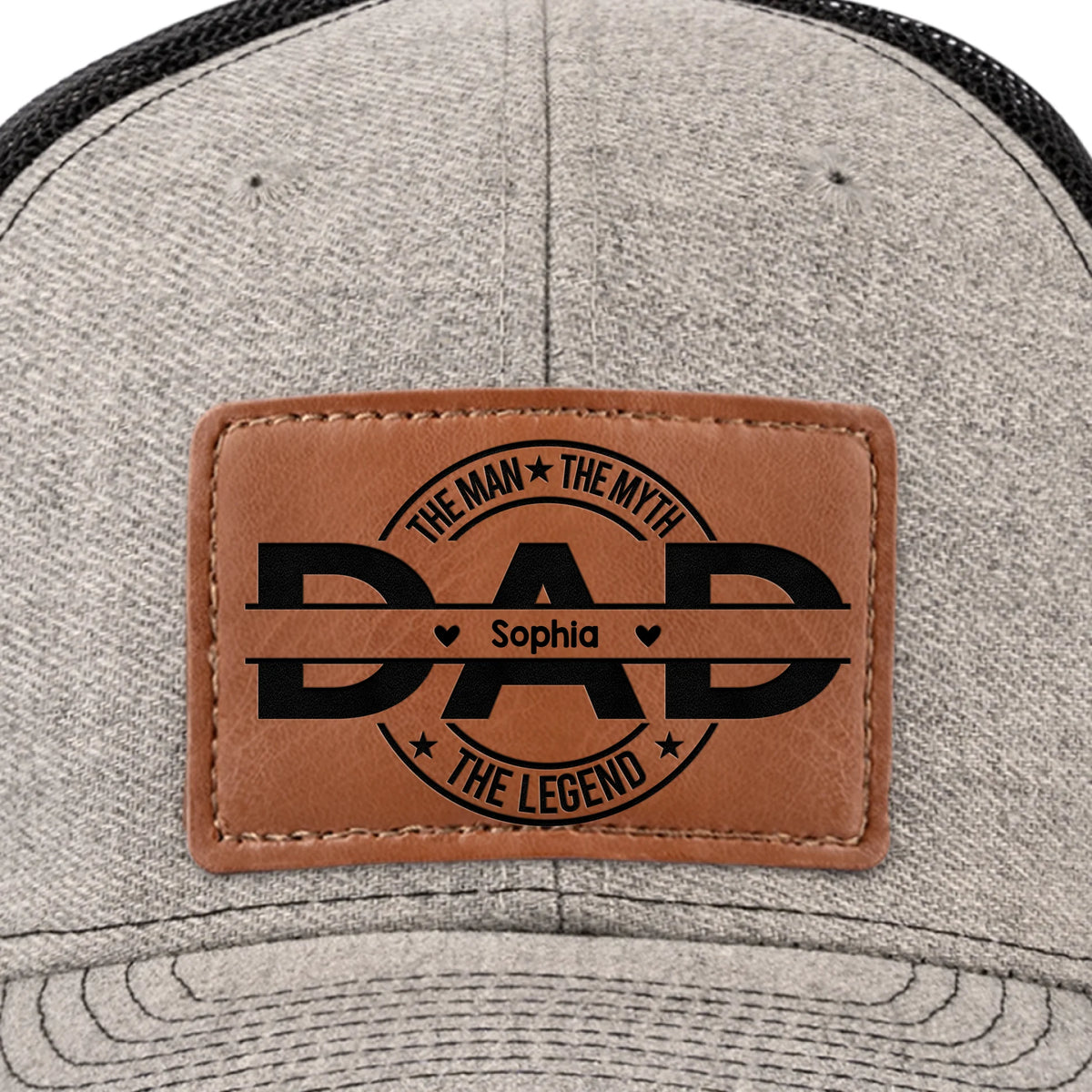 Père d'abord, toujours héros - Chapeau personnalisé en cuir avec patch - Fête des pères, cadeau pour papa, grand-père
