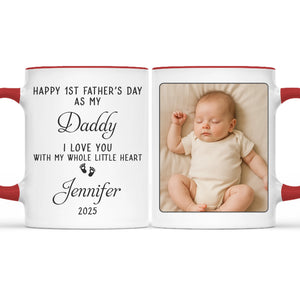 Tasse personnalisée avec photo « Tenez-moi près de moi, même lorsque vous êtes séparés » - Tasse personnalisée avec accents pour la famille - Cadeau pour la fête des pères
