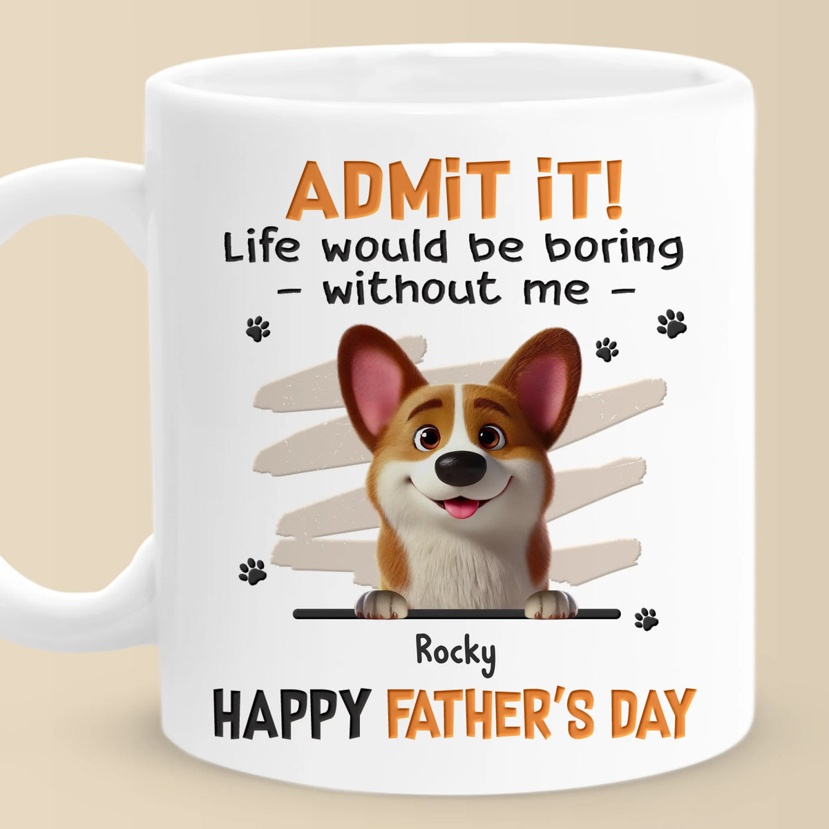 Apporte-moi un câlin, papa ! Mug personnalisé pour chien ! Fête des pères, cadeau pour les propriétaires d'animaux et les amoureux des animaux.