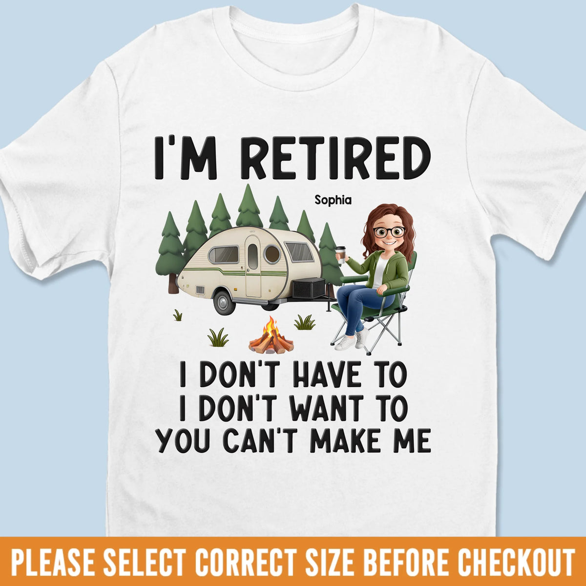 Je suis à la retraite - T-shirt unisexe personnalisé pour collègue, t-shirt premium, sweat à capuche - Appréciation, cadeau de retraite pour collègues, amis de travail, collègues, amateurs de camping