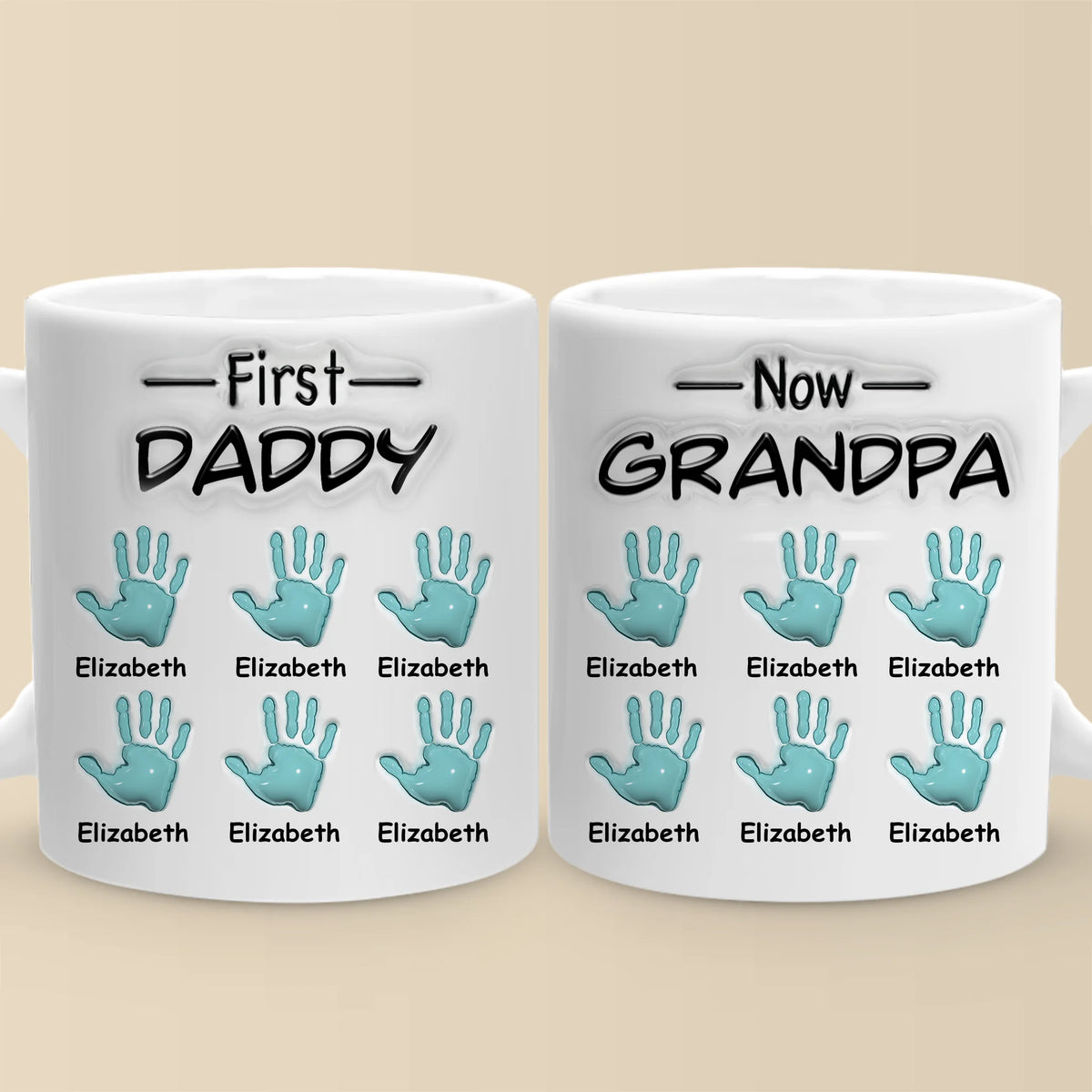 From Dad To Grandpa - Family Personalized Custom 3D Inflated Effect Printed Mug - Father's Day, Gift For Dad, Grandpa