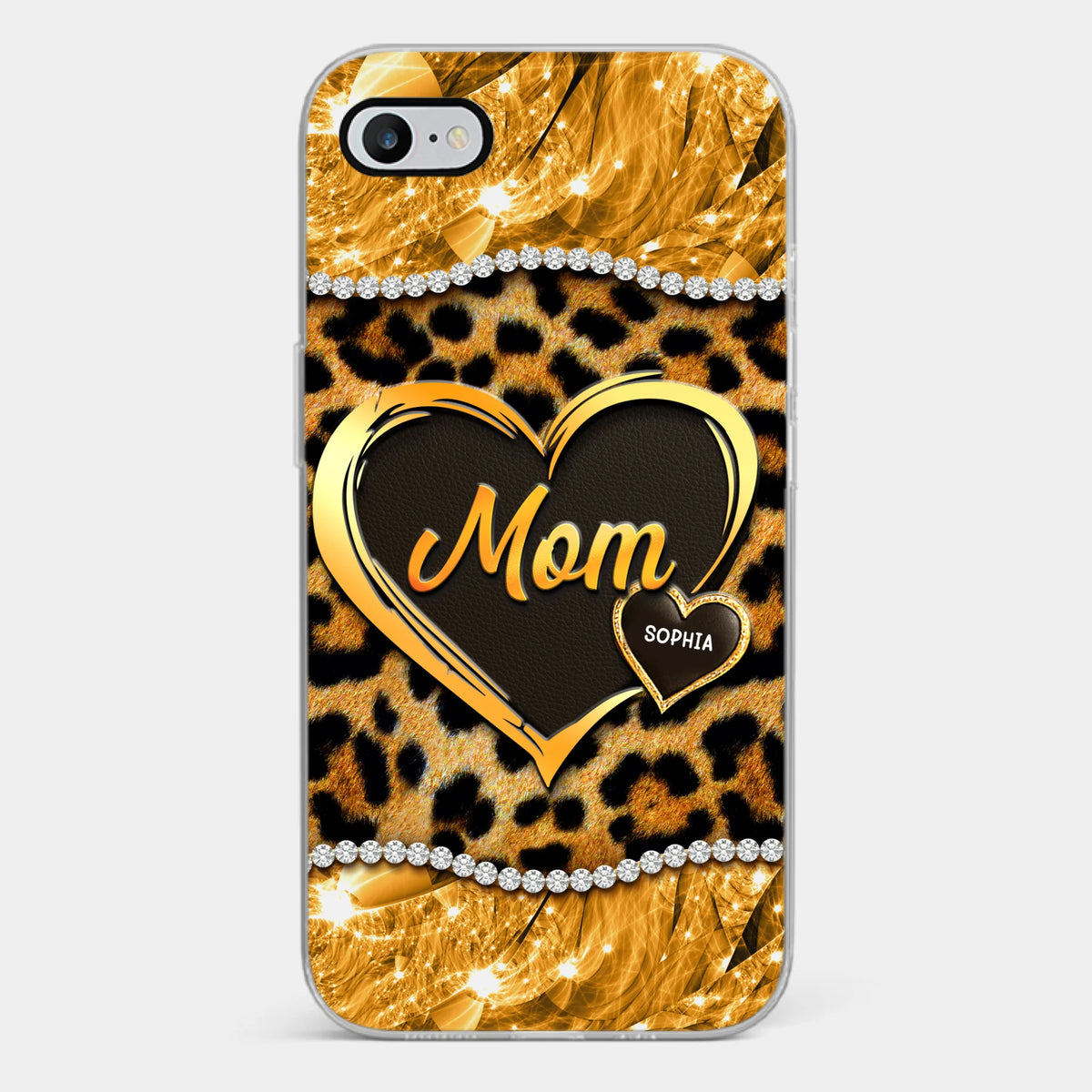 Coque de téléphone transparente personnalisée avec effet gonflé en 3D – Cadeau personnalisé pour la fête des mères, pour maman et grand-mère – Brille comme un diamant
