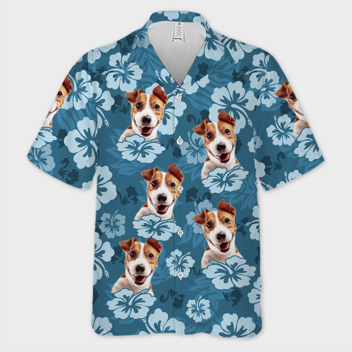 T-shirt hawaïen unisexe personnalisé avec photo - Cadeaux de vacances et de voyage d'été personnalisés pour les amoureux des chiens et des chats, les papas et les mamans de chiens, et les propriétaires de chats - Ambiance insulaire, amour des chiots