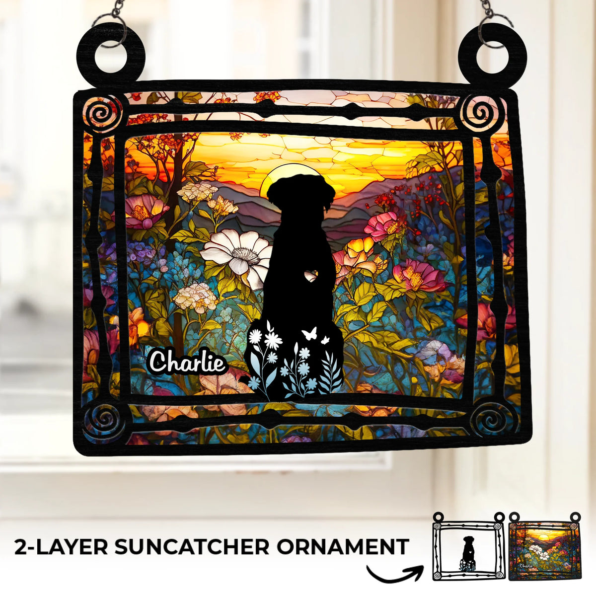 Custom Window Hanging Suncatcher Ornament - Personalized Pet Memorial Gifts For Dogs - Heart Full Of Memories