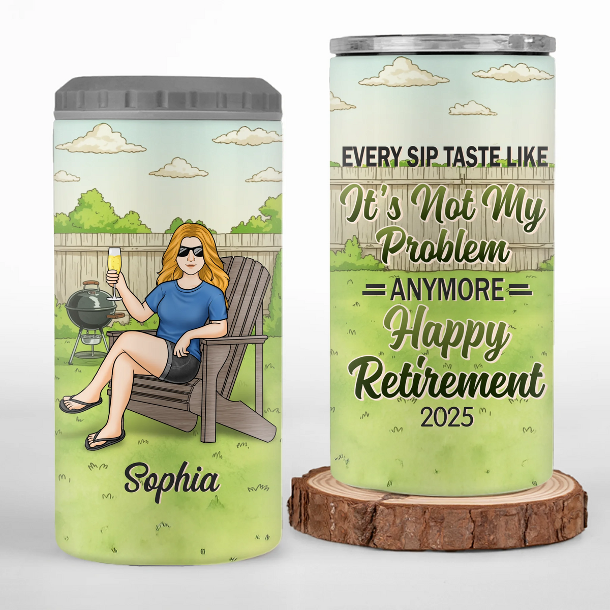 Custom 4 In 1 Can Cooler Tumbler - Personalized Retirement Gifts For Women, Men - Vacation Is My New Job