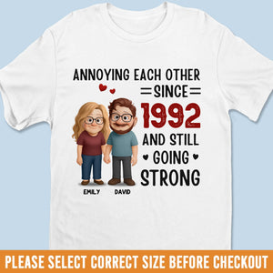 T-shirt unisexe personnalisé, t-shirt premium, sweat à capuche – Cadeaux d'anniversaire de mariage personnalisés pour mari et femme, lui et elle – T'agacer est mon langage d'amour