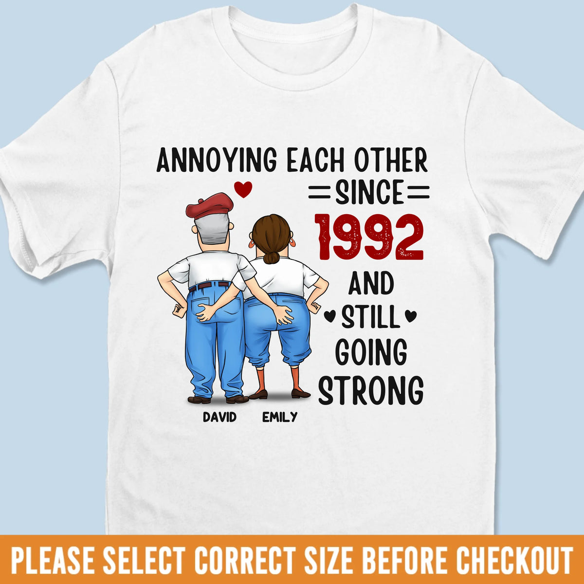 T-shirt unisexe personnalisé, t-shirt premium, sweat à capuche - Cadeaux d'anniversaire de mariage personnalisés pour mari et femme, lui et elle - Toujours agacé, toujours amoureux