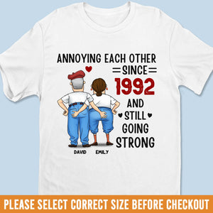 T-shirt unisexe personnalisé, t-shirt premium, sweat à capuche - Cadeaux d'anniversaire de mariage personnalisés pour mari et femme, lui et elle - Toujours agacé, toujours amoureux