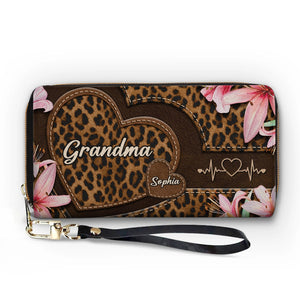 Portefeuille long en cuir personnalisé – Cadeaux personnalisés pour la fête des Mères, pour maman et grand-mère – One Beat, One Love