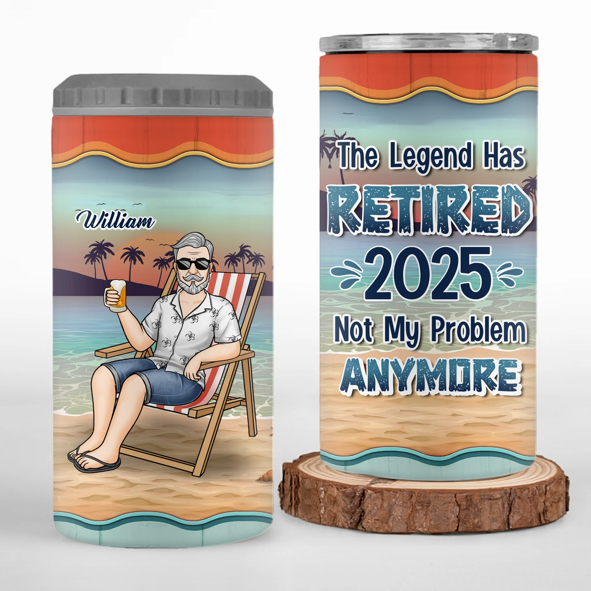 Custom 4 In 1 Can Cooler Tumbler - Personalized Retirement Gifts For Women, Men - Goodbye Tension, Hello Pension