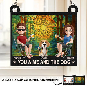 Ornement attrape-soleil personnalisé à suspendre à une fenêtre - Cadeaux d'anniversaire de mariage personnalisés pour mari et femme, papa et maman de chien - Avec notre pack