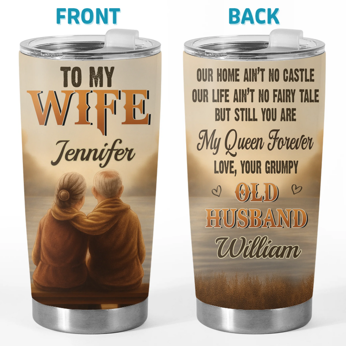 Gobelet personnalisé - Cadeaux d'anniversaire de mariage personnalisés pour mari et femme, lui et elle - Soulmates Forever