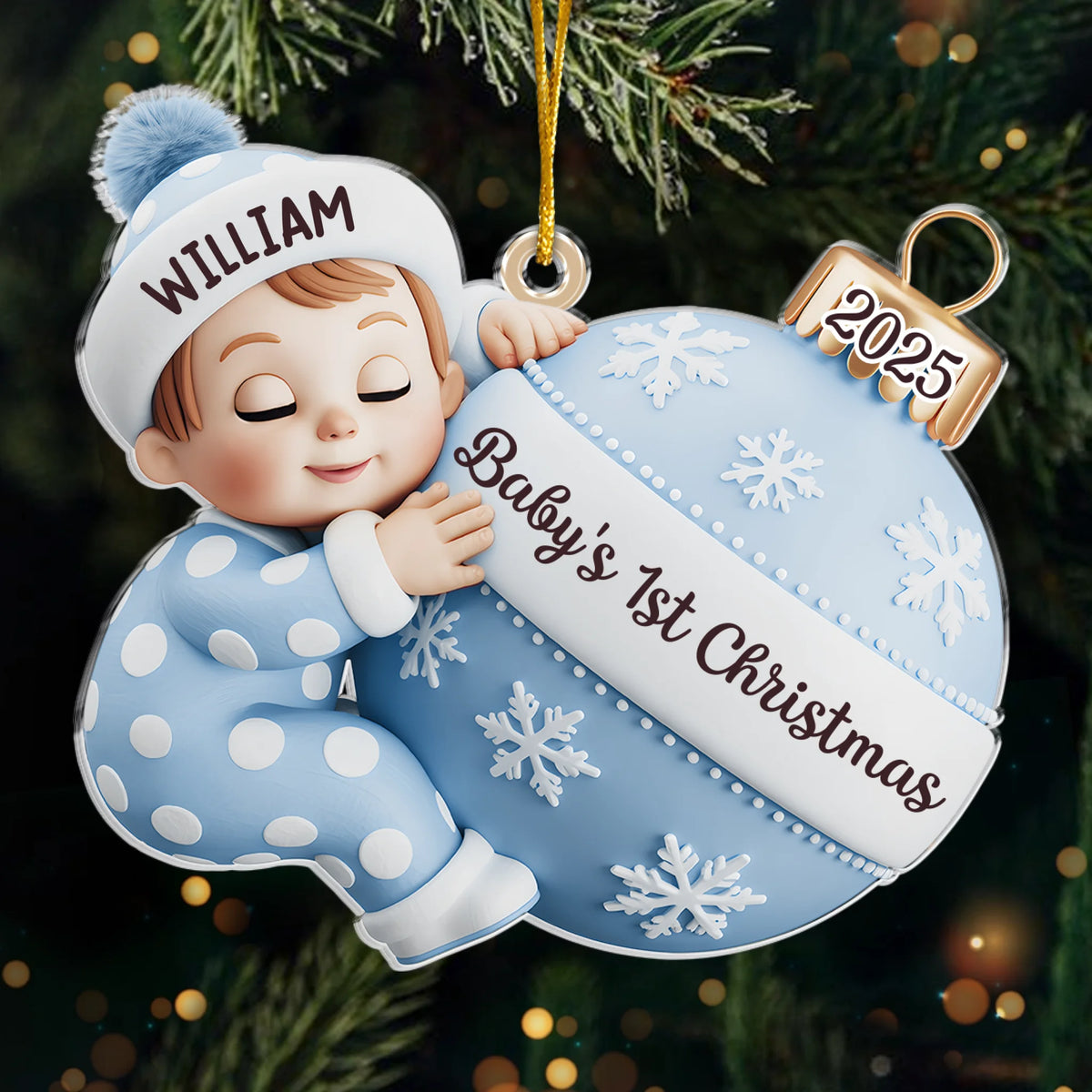 Décoration acrylique personnalisée - Cadeaux de naissance personnalisés pour les jeunes mamans, les nouveaux papas et les nouveaux parents - La magie du premier Noël commence