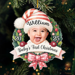Custom Photo Acrylic Ornament - Personalized Christmas Baby Shower, Gender Reveal Gifts For New Moms, New Dads, New Parents - Santa’s Cutest Helper