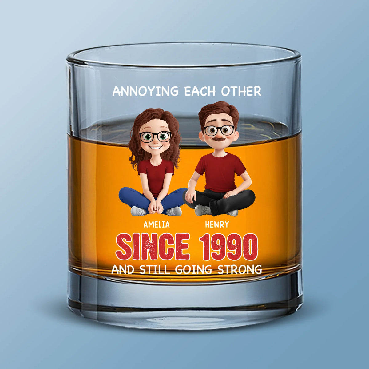 Verre à whisky personnalisé - Cadeaux d'anniversaire de mariage personnalisés pour mari et femme, lui et elle - Je t'aime, même quand tu ronfles
