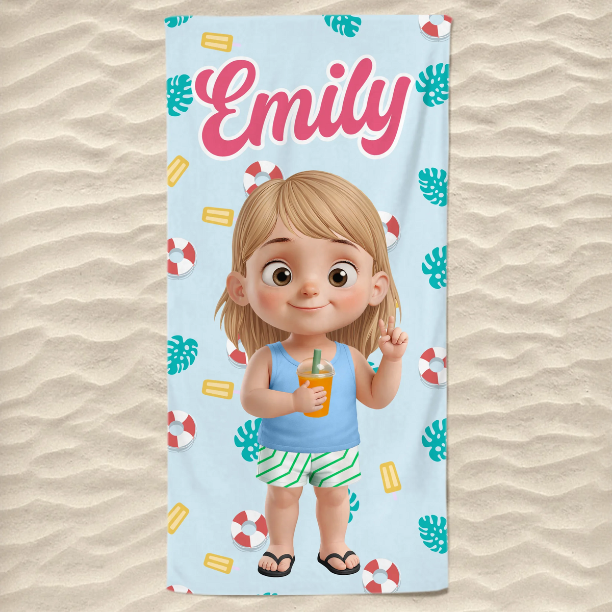 Serviette de plage personnalisée - Cadeaux de vacances et de voyage d'été personnalisés pour la famille et les enfants - Ambiance estivale uniquement