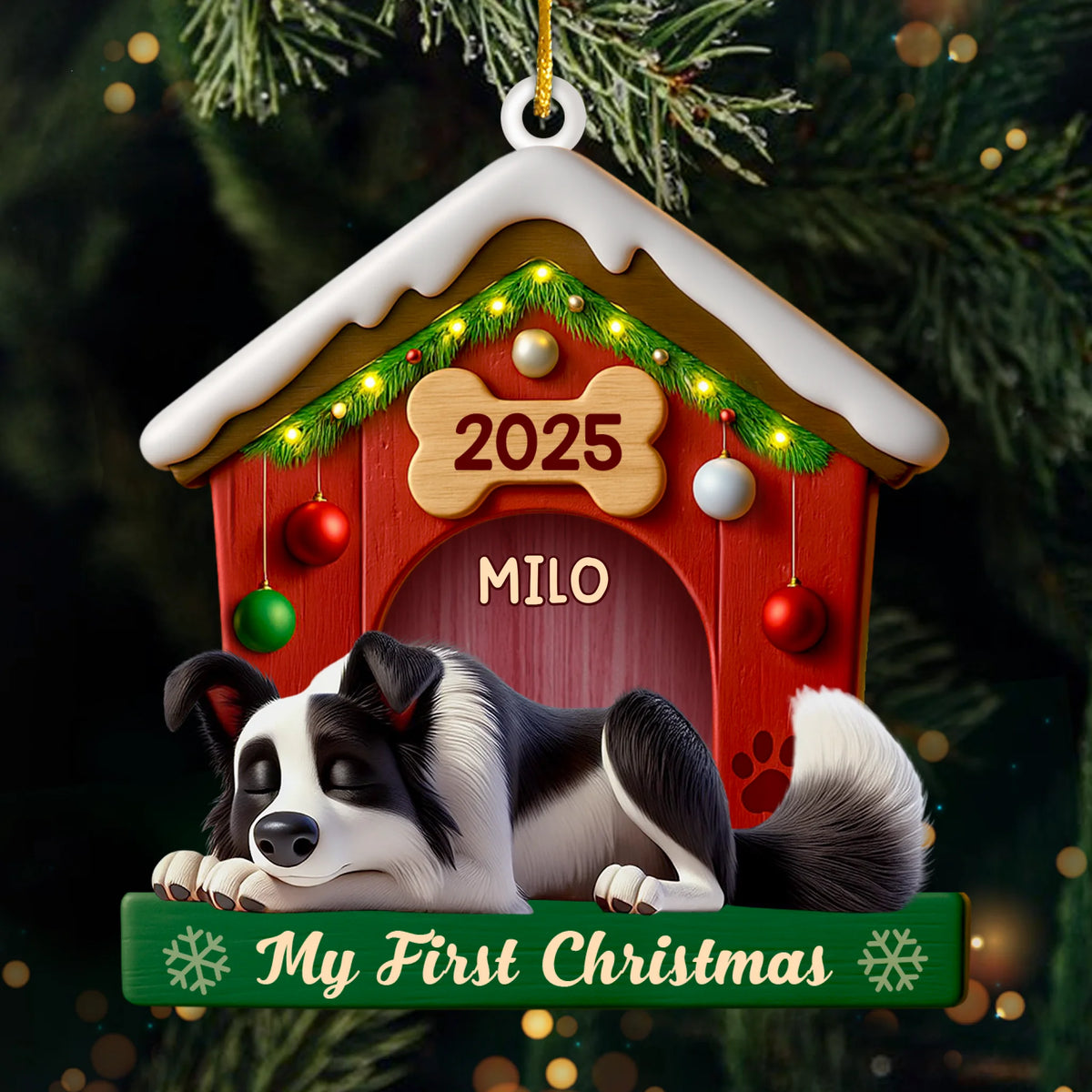 Custom Acrylic Ornament - Personalized Christmas Birthday Gifts For Dog Lovers, Dog Dad And Mom - Slept Through Santa, Woke Up To Love