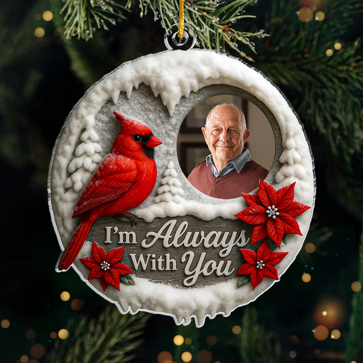 Custom Photo Acrylic Ornament - Personalized Memorial Sympathy Gifts For Loss Of Mom, Dad - Your Love Lives On