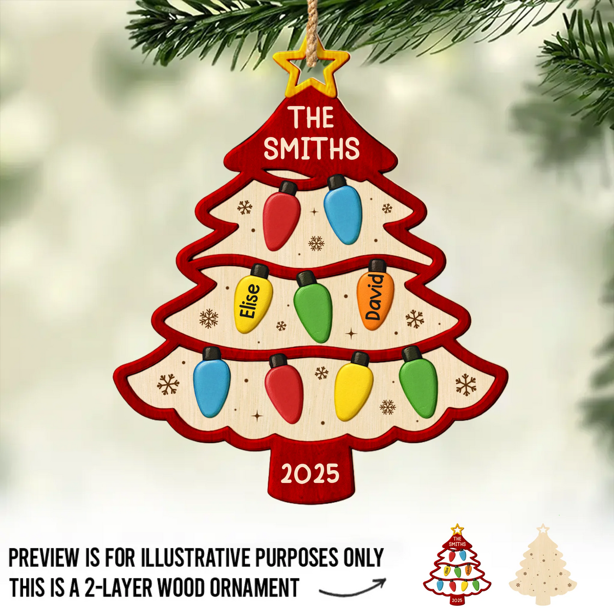 Custom Double Layer Wooden Ornament - Personalized Christmas Birthday Gifts For Mom, Dad, Kids - The Best Gift Is Family