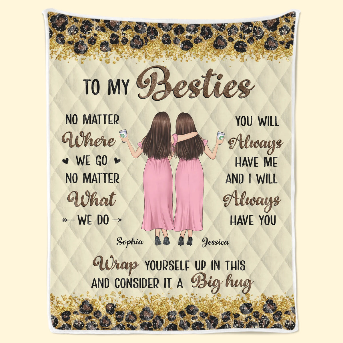 Custom Blanket - Personalized Best Friend Birthday Gifts For Women, Besties, Sisters, BFF - Cheers To Endless Friendship