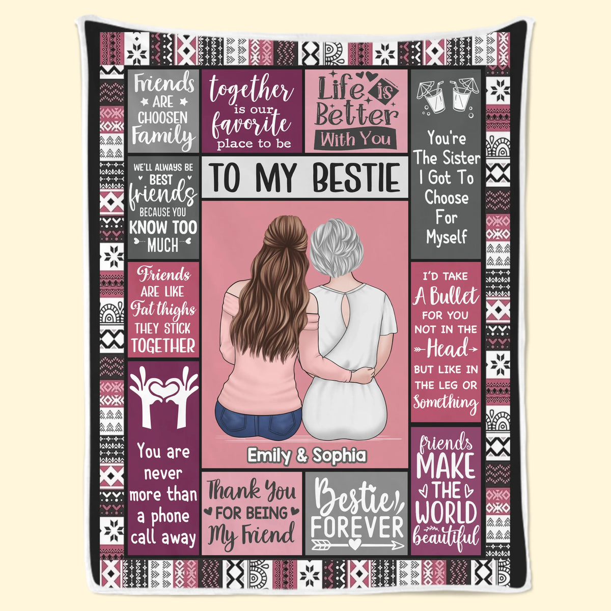 Custom Blanket - Personalized Best Friend Christmas Birthday Gifts For Women, Besties, Sisters, BFF - Always Better With My BFF
