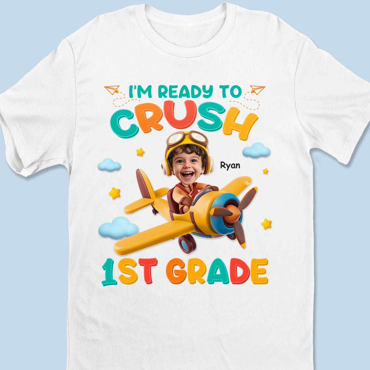 T-shirt photo personnalisé pour enfants - Cadeaux de rentrée scolaire personnalisés pour enfants - Envol vers une nouvelle aventure