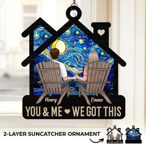Dans cette maison, l'amour vit - Ornement attrape-soleil personnalisé à suspendre pour fenêtre - Cadeau pour mari et femme, anniversaire