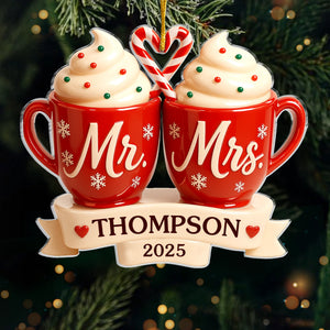 Custom Acrylic Ornament - Personalized Anniversary Christmas Wedding Gifts For Husband And Wife, Him And Her - Toasting Love This Christmas