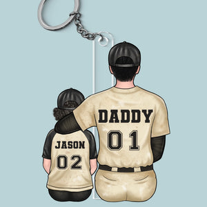 Chaque coup de circuit commence avec le soutien de papa - Porte-clés personnalisé en acrylique de forme personnalisée pour la famille - Fête des pères, cadeau pour papa, amateurs de sport, joueurs de sport