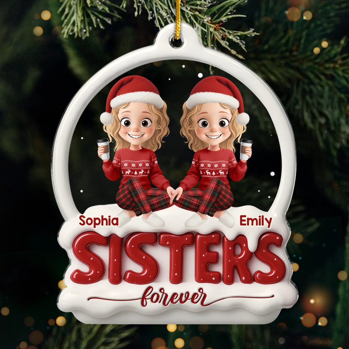 Custom Acrylic Ornament - Personalized Best Friend Christmas Birthday Gifts For Women, Besties, Sisters, BFF - Bestie Nights Glow With Cheer