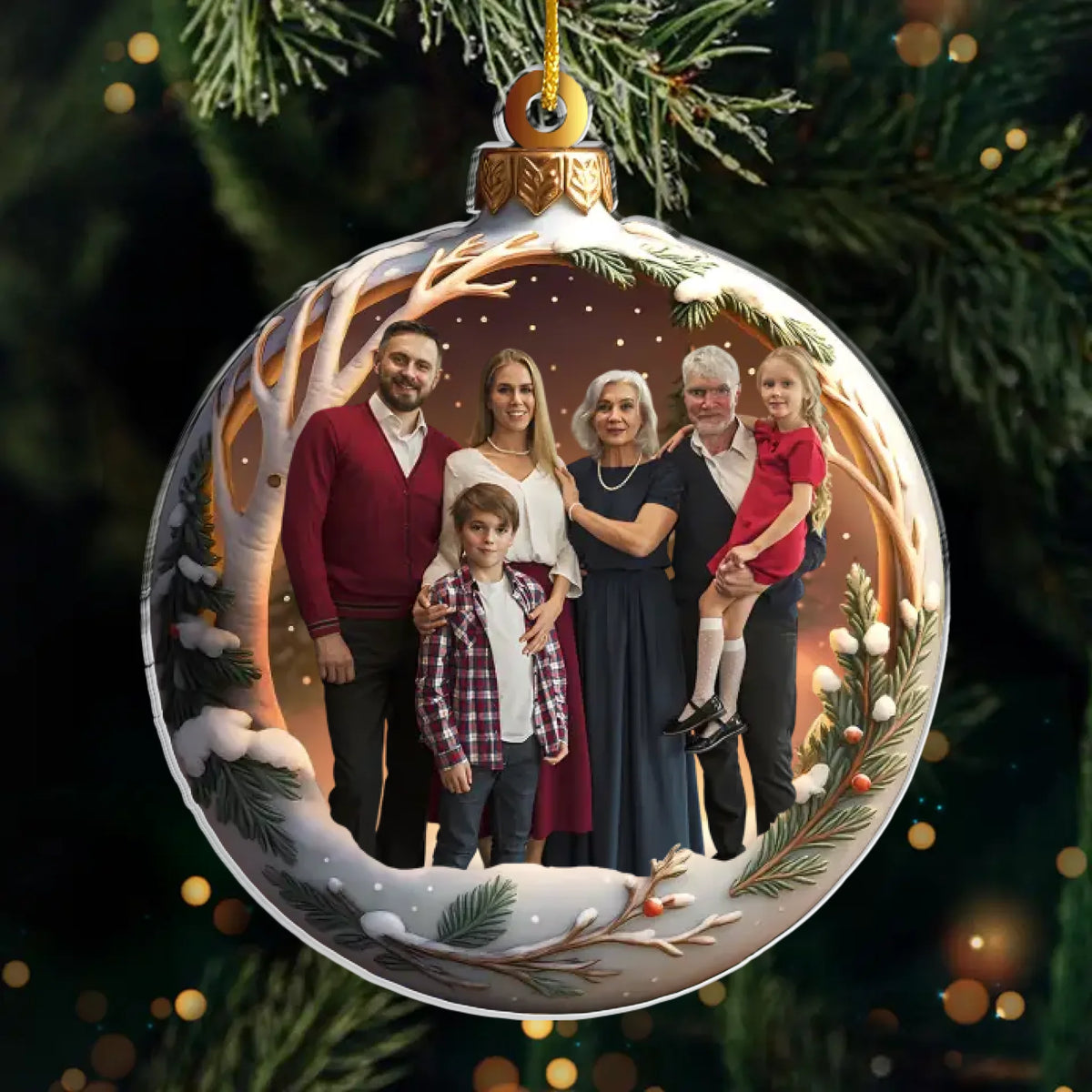Custom Photo Acrylic Ornament - Personalized Christmas Birthday Gifts For Mom, Dad, Brother, Sister, Kids - Family Makes Christmas Magical