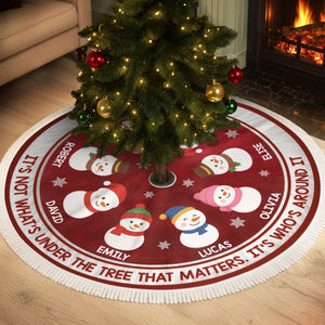 Custom Snowman Tree Skirt - Personalized Christmas Birthday Gifts For Mom, Dad, Brother, Sister, Kids - Warm Winter Wishes