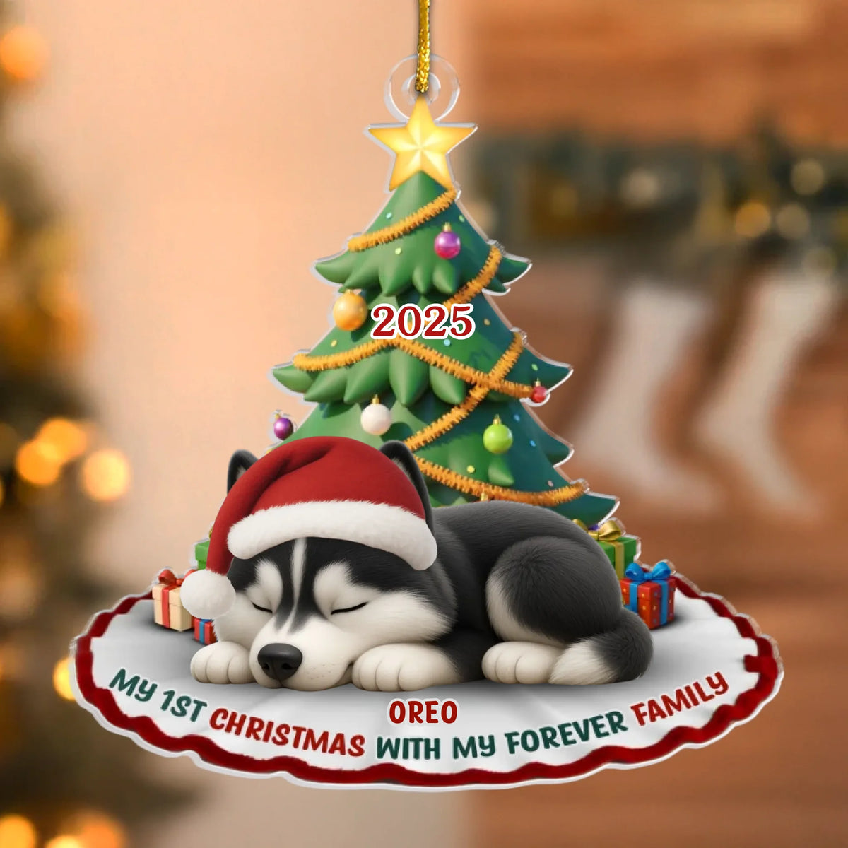 Custom First Christmas Acrylic Ornament - Personalized Christmas Birthday Gifts For Dog Cat Lovers, Dog Dad And Mom, Cat Owners - Purrfectly Festive