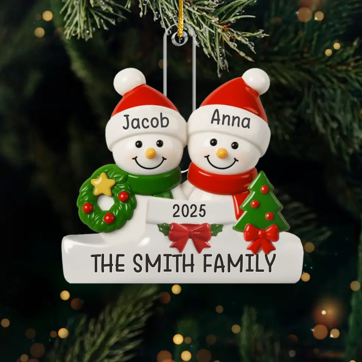 Custom Snowman Family Acrylic Ornament - Personalized Christmas Birthday Gifts For Mom, Dad, Brother, Sister, Kids - Winter Fun Begins Here