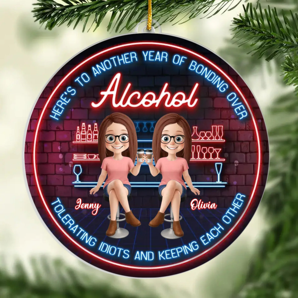 Custom Acrylic Ornament - Personalized Best Friend Christmas Birthday Gifts For Women, Besties, Sisters, BFF - Cheers To Our Merry Moments