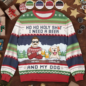 We Need A Beer And Our Cats - Dog & Cat Personalized Custom Ugly Sweatshirt - Unisex Wool Jumper - Christmas Gift For Husband Wife, Pet Owners, Pet Lovers