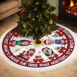 Custom Tree Skirt - Personalized Christmas Birthday Gifts For Family, Dog Cat Lovers - Paws, People And Pure Joy