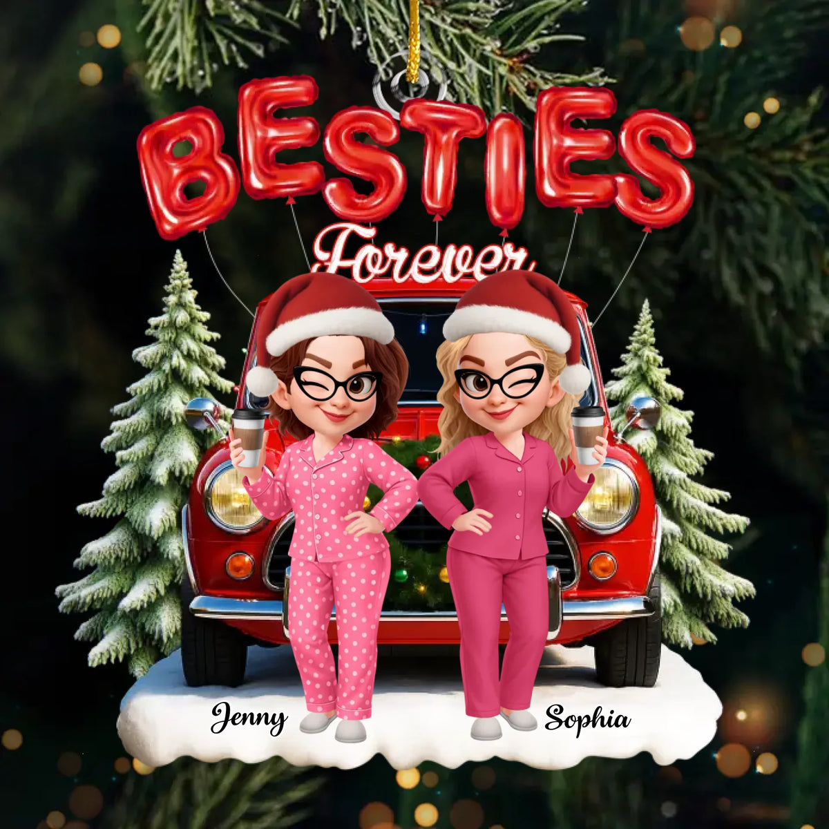 Custom Acrylic Ornament - Personalized Best Friend Christmas Birthday Gifts For Women, Besties, Sisters, BFF - Twinkling Nights Shared With Friends