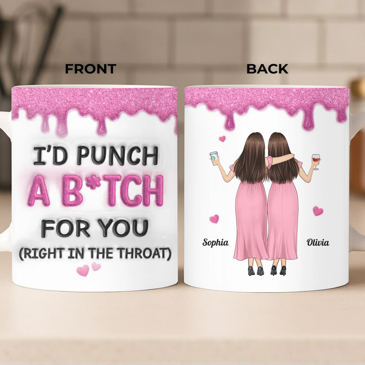 Custom Mug - Personalized Best Friend Birthday Gifts For Women, Besties, Sisters, BFF - Besties Make Life Sparkle