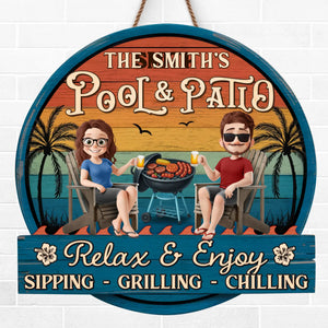 Panneau en bois personnalisé - Cadeaux de vacances et de voyage d'été personnalisés pour mari et femme, lui et elle - Soleil et gorgées